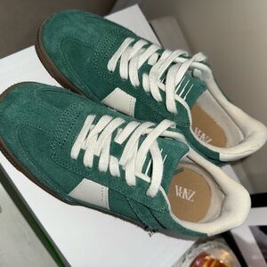Zara Teal Suede Sneakers with White Details